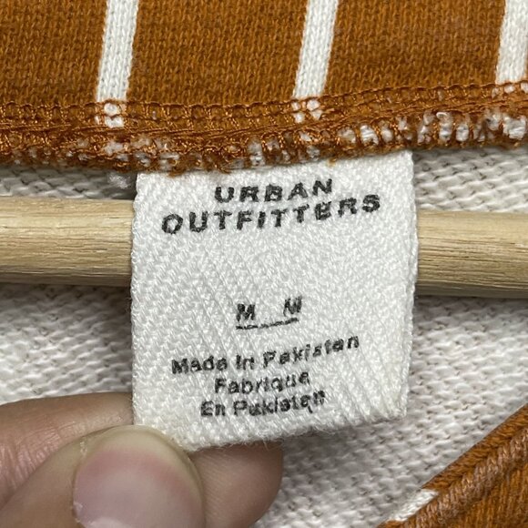 Urban Outfitters Orange & White Baseball Striped Button-Up Short-Sleeve Top M - Picture 3 of 5